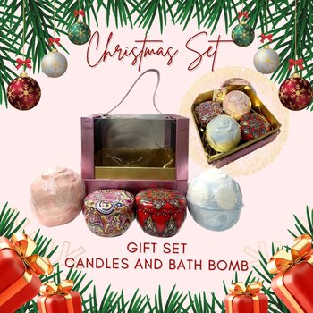 Chain Bridge Honey Farm Gift set-Candles and Bath Bomb  4 pcs