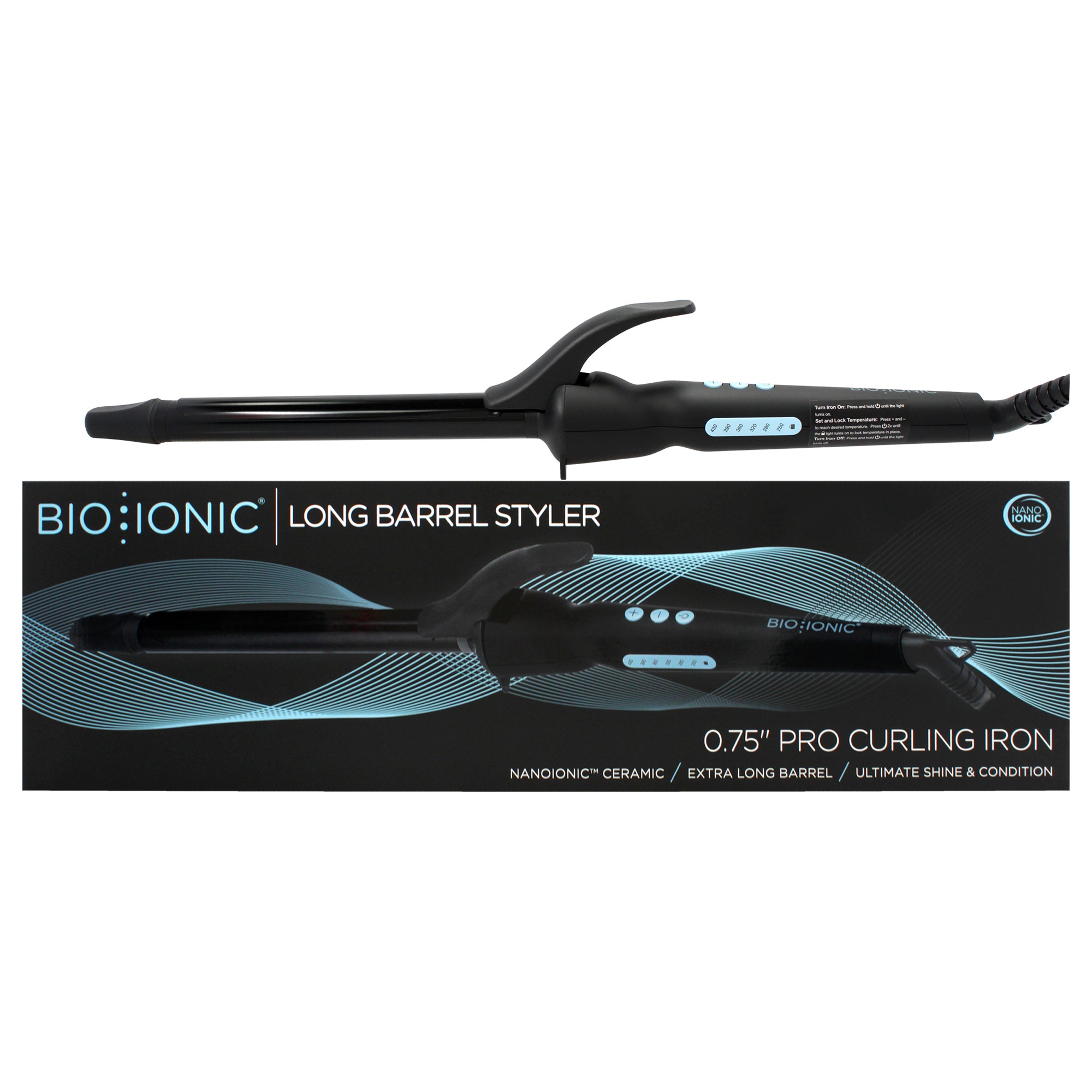 Bioionic Long Barrel Black Curling Iron Bio Ionic Long Barrel Curling Iron | Flat Irons | Boss  main image 4