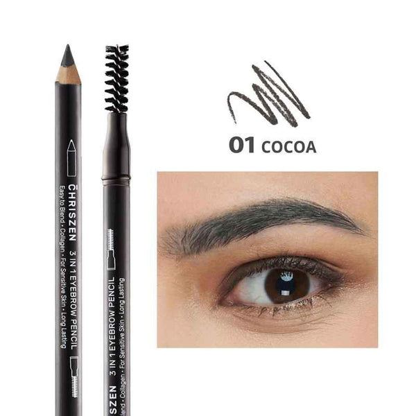Chriszen 3 In 1 Eyebrow Pencil Cocoa  1g