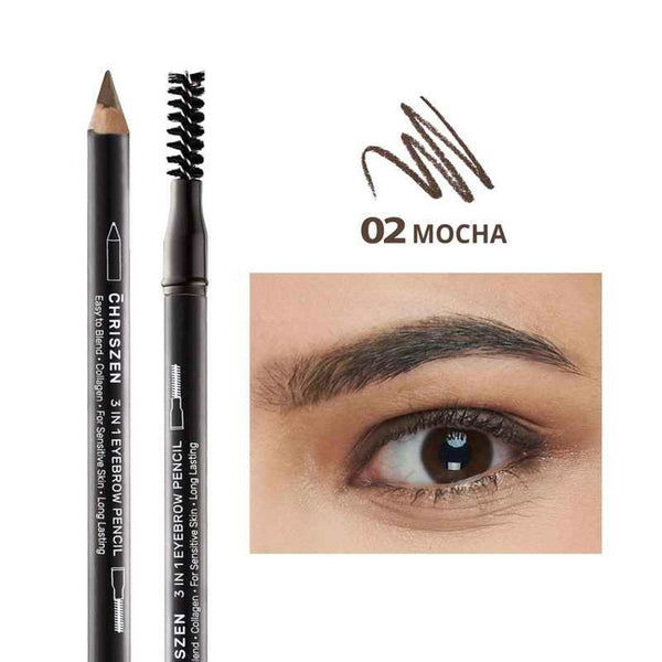 Chriszen 3 In 1 Eyebrow Pencil Mocha  1g