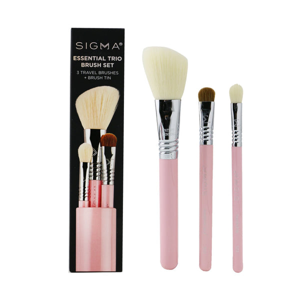 Sigma Beauty Essential Trio Brush Set - # Pink  3pcs+1 Tin