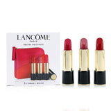 Lancome 3 L'Absolu Rouge Hydrating Shaping Lipcolor Trio Set (3x Lipcolor + Pouch) 3pcs+1Pouch