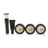 Glo Skin Beauty Meet Your Match 3 Step Foundation Kit (Face Primer + 2x Pressed Base + Perfecting Powder + Mini Kabuki Brush) - # Golden (Medium / Dark) 5pcs