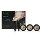 Glo Skin Beauty Meet Your Match 3 Step Foundation Kit (Face Primer+ 2x Pressed Base+Perfecting Powder+Mini Kabuki Brush) - # Beige (Light / Medium) 5pcs