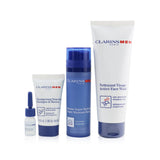 Clarins Men Essentials 4-Pieces Set: Super Moisture Balm 50ml + Active Face Wash 125ml + Shampoo & Shower 30ml + Shave Ease Oil 3ml