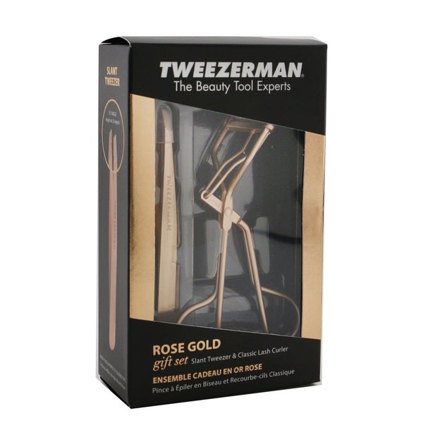 Tweezerman Rose Gold Slant Tweezer & Classic Lash Curler Gift Set  2pcs