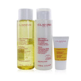 Clarins Perfect Cleansing Set (Normal to Dry Skin): Cleansing Milk 200ml+ Toning Lotion 200ml+ Comfort Scrub 15ml+ Bag 3pcs+1bag