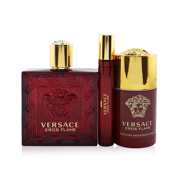 Versace Eros Flame Coffret: Eau De Parfum Spray 100ml/3.4oz + Eau De Parfum Spray 10ml/0.3oz + Deodorant Stick 75ml/2.5oz  3pcs