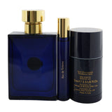 Versace Dylan Blue Coffret: Eau De Toilette Spray 100ml/3.4oz +Eau De Toilette Spray 10ml/0.3oz + Deo Stick 75g/2.5oz 3pcs