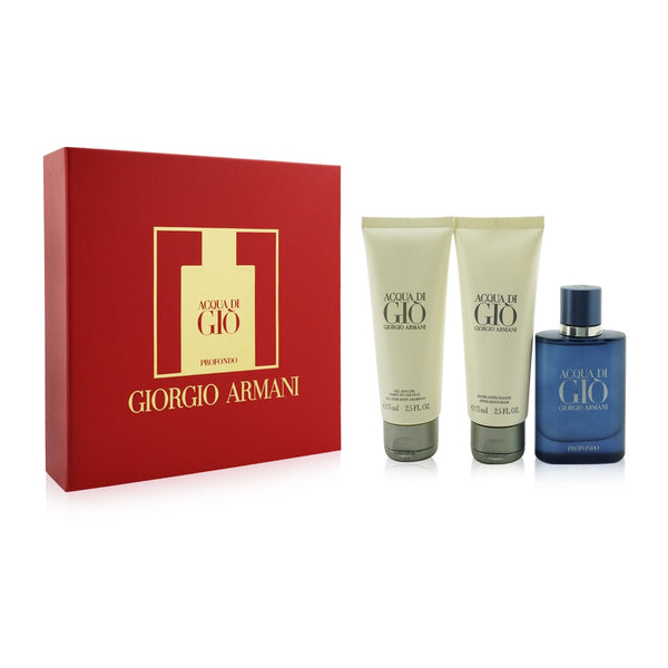 Giorgio Armani Acqua Di Gio Profondo Coffret: Eau De Parfum Spray 40ml/1.35oz + All Over Body Shampoo 75ml/2.5oz + After Shave Balm 75ml/2.5oz  3pcs