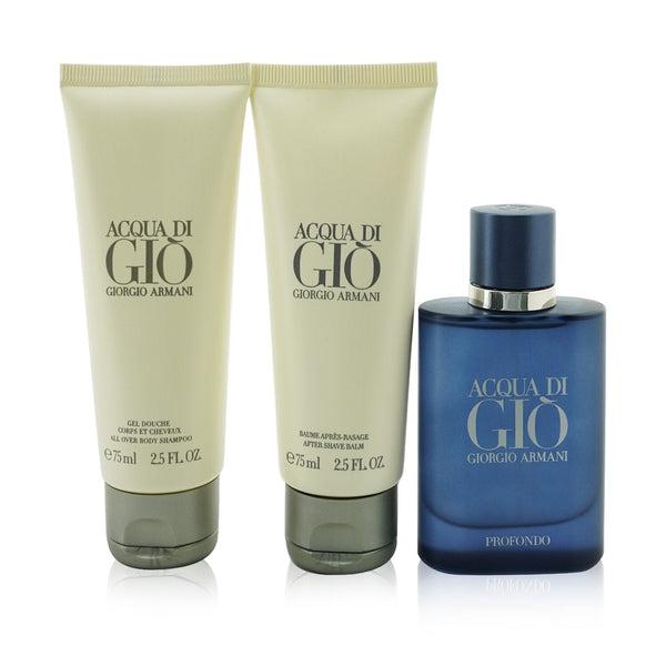 Giorgio Armani Acqua Di Gio Profondo Coffret: Eau De Parfum Spray 40ml/1.35oz + All Over Body Shampoo 75ml/2.5oz + After Shave Balm 75ml/2.5oz  3pcs
