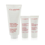 Clarins Body Care Essentials Collection: Moisture-Rich Body Lotion 200ml+ Body Scrub 30ml+ Hand & Nail Cream 30ml+ Bag 3pcs+1bag