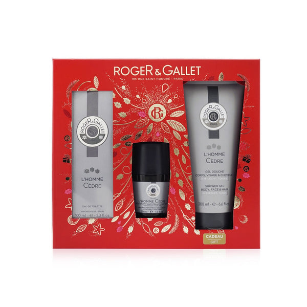 Roger & Gallet L'Homme Cedre Coffret: Eau De Toilette Spray 100ml/3.3oz + Anti-Perspirant Deodorant 50ml/1.6oz + Shower Gel 200ml/6.6oz  3pcs