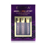 Sigma Beauty Adored Mini Lip Set (2x Liquid Lipstick + 1x Lip Gloss) 3pcs
