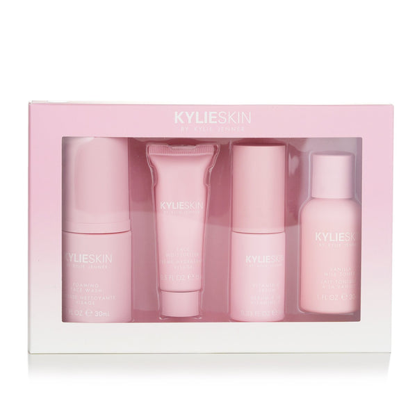 Kylie Skin 4-Piece Mini Set: Foaming Face Wash 30ml + Face Moisturizer 15ml + Vitamin C Serum 10ml + Vanilla Milk Toner 30ml  4pcs