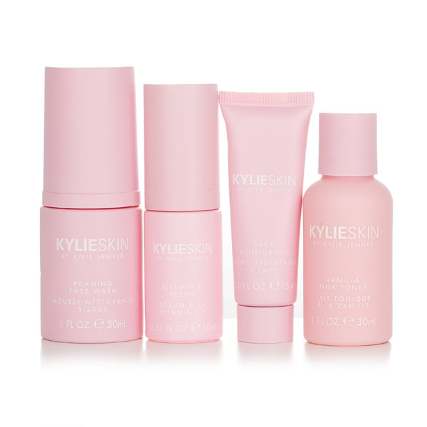 Kylie Skin 4-Piece Mini Set: Foaming Face Wash 30ml + Face Moisturizer 15ml + Vitamin C Serum 10ml + Vanilla Milk Toner 30ml  4pcs