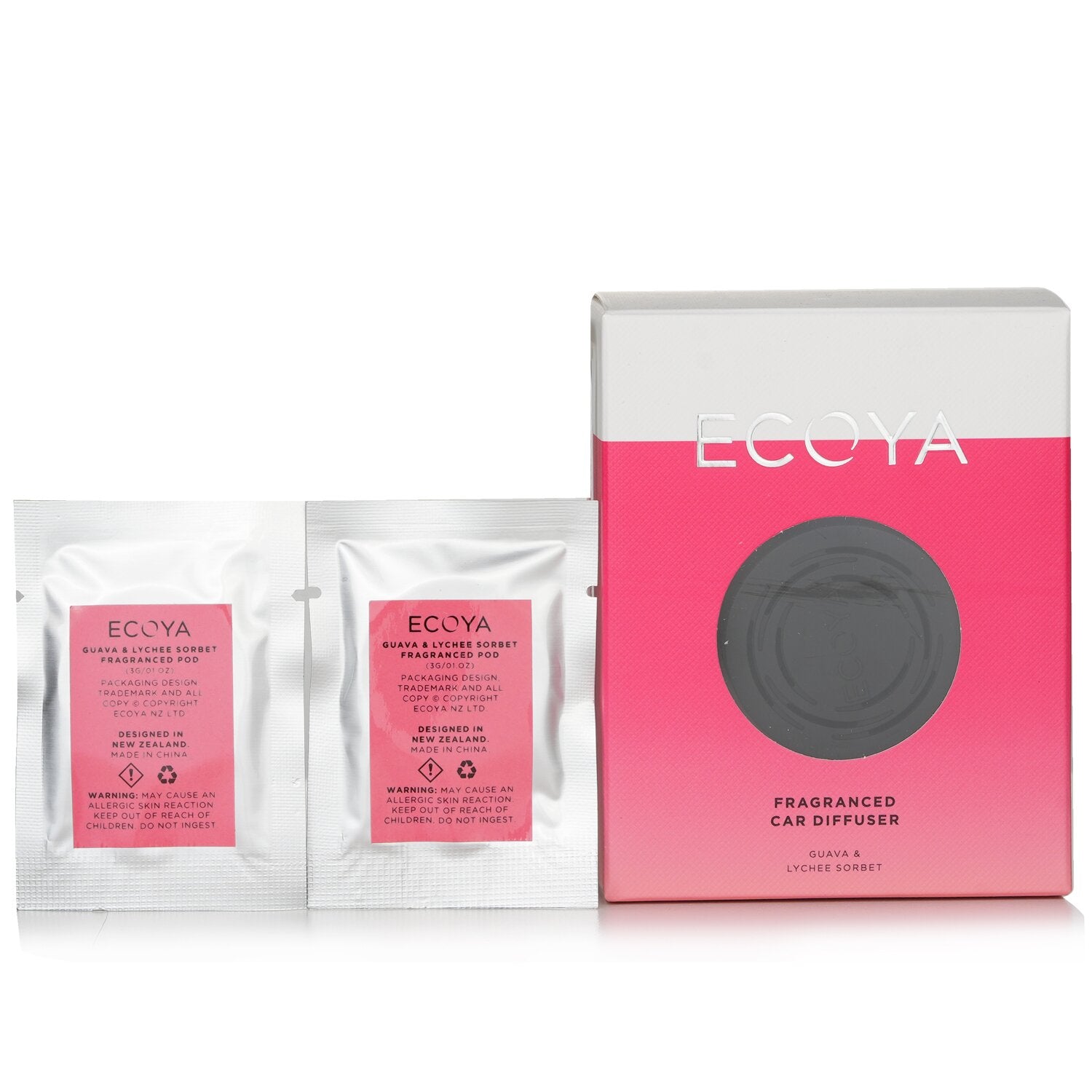 Ecoya Car Diffuser Guava & Lychee Sorbet 1pc Fresh Beauty Co. USA