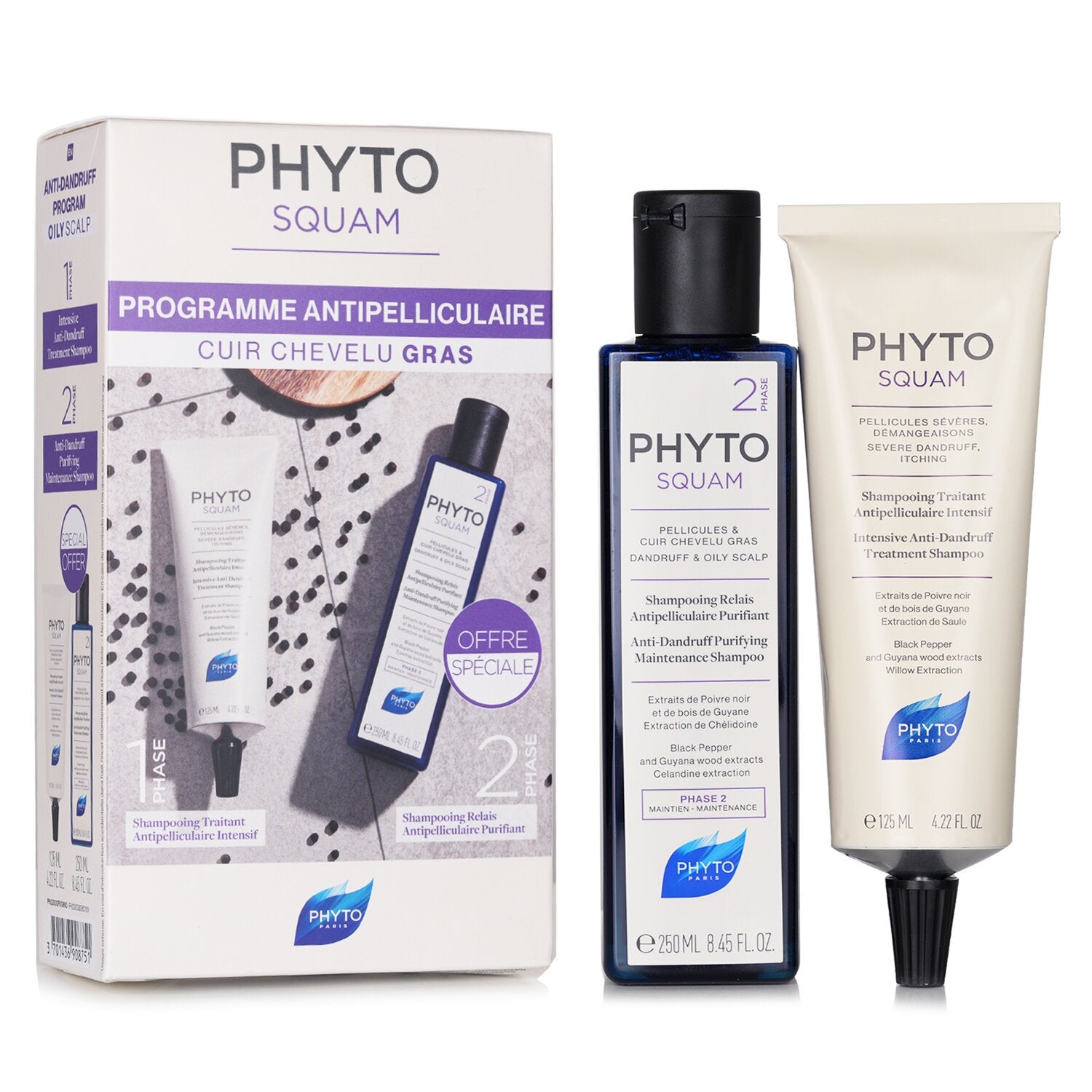 Phyto Phytosquam Kit: Intensive Shampoo 125ml/4.22oz + 250ml/8.45oz 2pcs – Fresh Beauty Co. USA