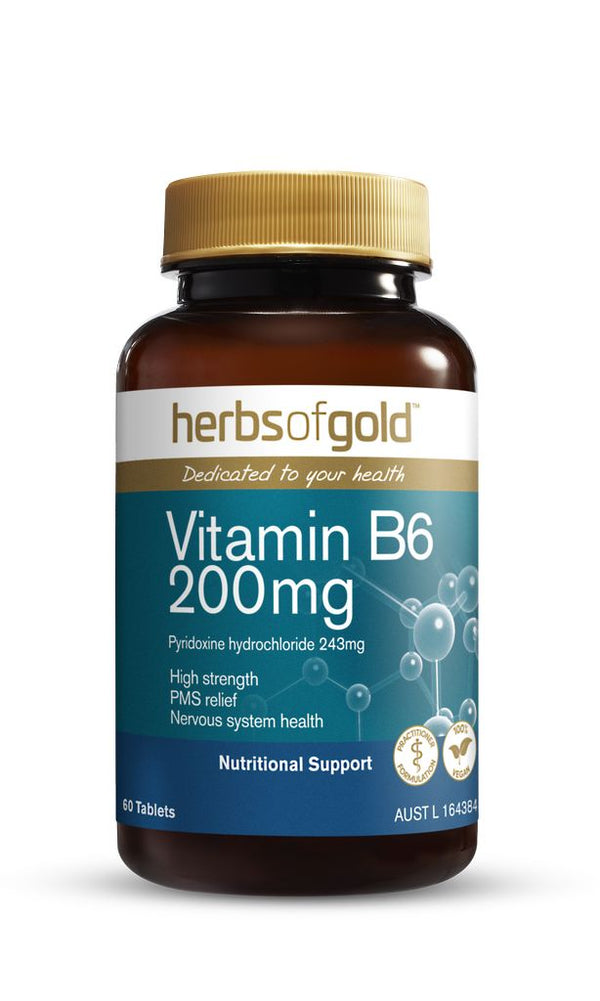 Herbs of Gold Vitamin B6 200mg 60 Tablets