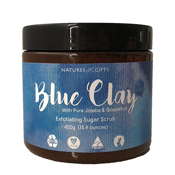 Clover Fields Natures Gifts Blue Clay with Jojoba & Grapefruit Exfoliating Sugar Scrub 450g