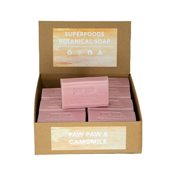Clover Fields Superfood Botanical Paw Paw & Camomile Soap 150g x 16 Display