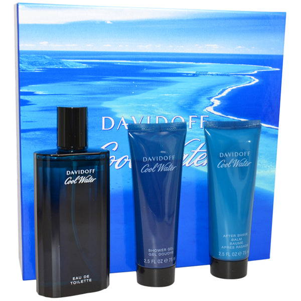 Davidoff Cool Water by Davidoff for Men - 3 Pc Gift Set 4.2oz EDT Spray, 2.5oz Shower Gel, 2.5oz After Shave Balm