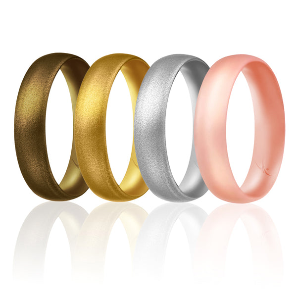 ROQ Silicone Ring - Dome Style Thin Comfort Fit Set by ROQ for Women - 4 mm Bronze, Gold, Silver, Rose Gold