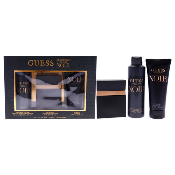 Guess Guess Seductive Home Noir by Guess for Men - 3 Pc Gift Set 3.4oz EDT Spray, 6oz Deodorizing Body Spray, 6.7oz Shower Gel