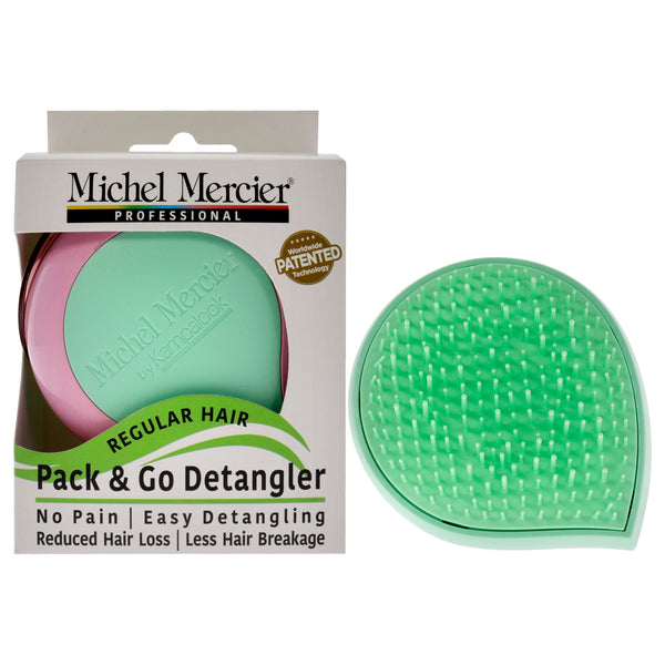 Michel Mercier Pack and Go Detangler Regular Hair - Green-Pink by Michel Mercier for Unisex - 1 Pc Hair Brush