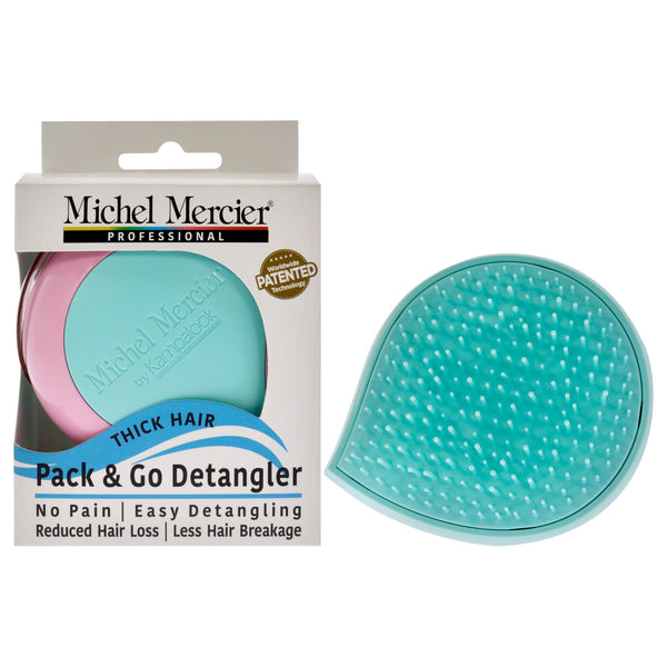 Michel Mercier Pack and Go Detangler Thick Hair - Turquoise-Pink by Michel Mercier for Unisex - 1 Pc Hair Brush