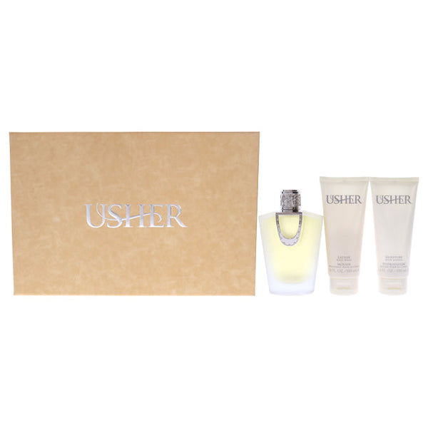 Usher Usher by Usher for Women - 3 Pc Gift Set 3.4oz EDP Spray, 3.4oz Moisture Body Lotion, 3.4oz Lather Body Wash