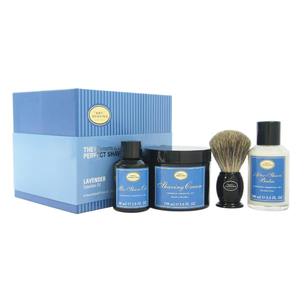 The Art of Shaving The 4 Elements of The Perfect Shave Kit - Lavender by The Art of Shaving for Men - 4 Pc Kit 2oz Pre-Shave Oil, 5oz Shaving Cream , 3.3oz After-Shave Balm , Pure Badger Black Shaving Brush