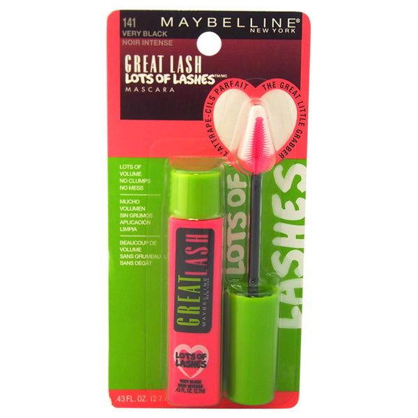 Maybelline Great Lash Lots Of Lashes Mascara - # 141 Very Black by Maybelline for Women - 0.43 oz Mascara