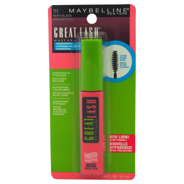 Maybelline Great Lash Waterproof Mascara - # 111 Very Black by Maybelline for Women - 0.43 oz Mascara