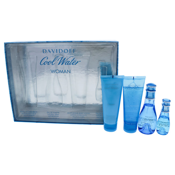 Davidoff Cool Water by Davidoff for Women - 4 Pc Gift Set 1.7oz EDT Spray, 2.5oz Gentle Shower Breeze, 2.5oz Moisturizing Body Lotion, 0.5oz EDT Spray