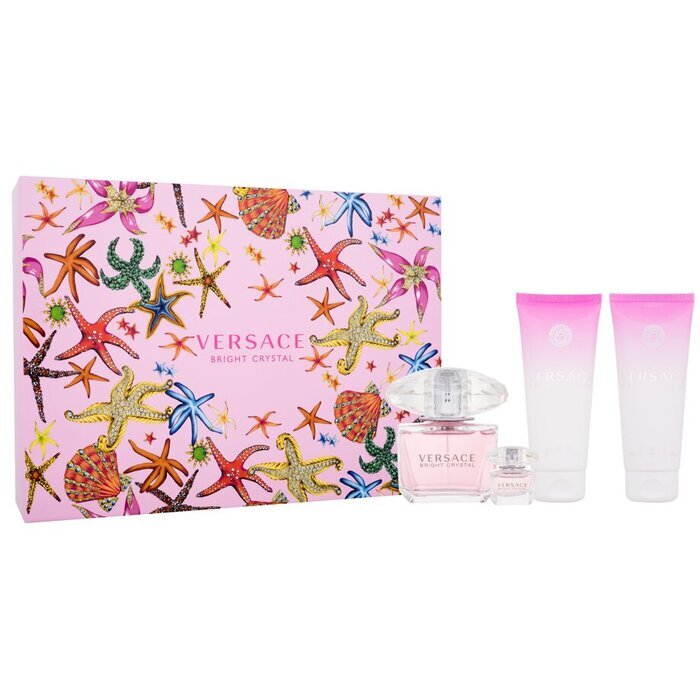 Versace Versace Bright Crystal For Women - 4 Pc Gift Set Eau De Toilette Spray 90ml/3.4oz Perfumed Body Lotion 90ml/3.4oz Perfumed Bath And Shower Gel 5ml/0.17oz Eau De Toilette Splash Mini 90ml/3oz