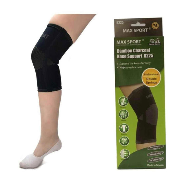 MAX SPORT Bamboo Charcoal Knee Support (Double Springs), One Piece, Size M(27.9-33.0cm), Measure Round Center  L