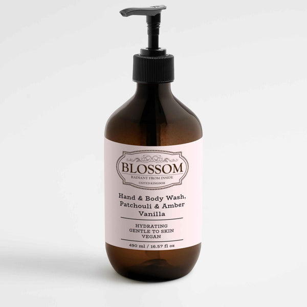 Blossom Blossom Hand & Body Wash, Patchouli & Amber Vanilla, Designed from the UK  Fixed Size