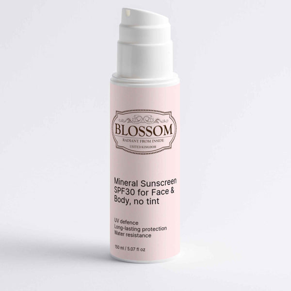 Blossom Blossom Mineral Sunscreen SPF30 for Face & Body, no tint, Designed from the UK  Fixed Size