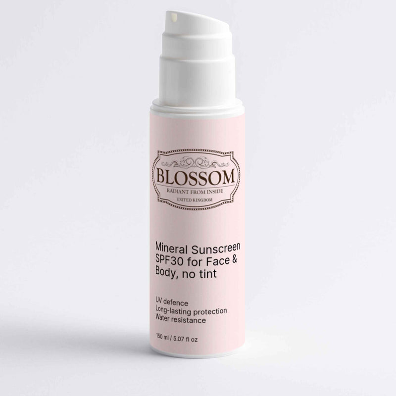 Blossom Blossom Mineral Sunscreen SPF30 for Face & Body, no tint, Designed from the UK  Fixed Size