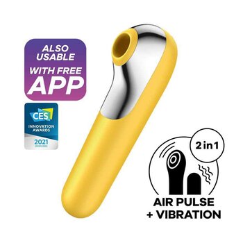 Satisfyer Dual Love Air-Pulse Vibrator With App Control (Yellow)  Fixed Size