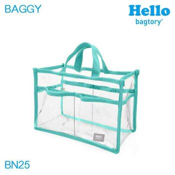 bagtory HELLO Baggy Transparent PVC Bag in Bag Big Tote, Clear Storage Organizer, Macaron Green  Fixed Size