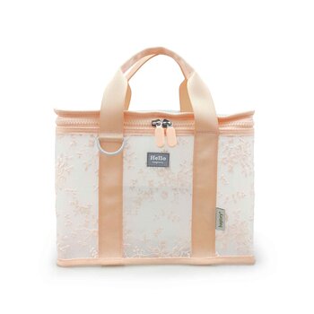bagtory HELLO Boxy Lunch Organizer, Tote Bag, Coral Pink Lace, Storage Bag  Fixed Size