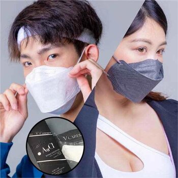 Banitore Rock & Roll 3D Medical Face Mask for Adults AgCl  Carbon White Individual package (10pcs)  Fixed Size