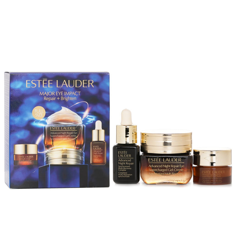 Estee Lauder Major Eye Impact Trio Repair + Brighten Skincare Set: ANR Eye Supercharged Gel Cream (15ml + 5ml) + Repair Serum 7ml  3pcs