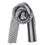 Gucci Wool Web Stripe GG Guccissima Scarf 438253  Black