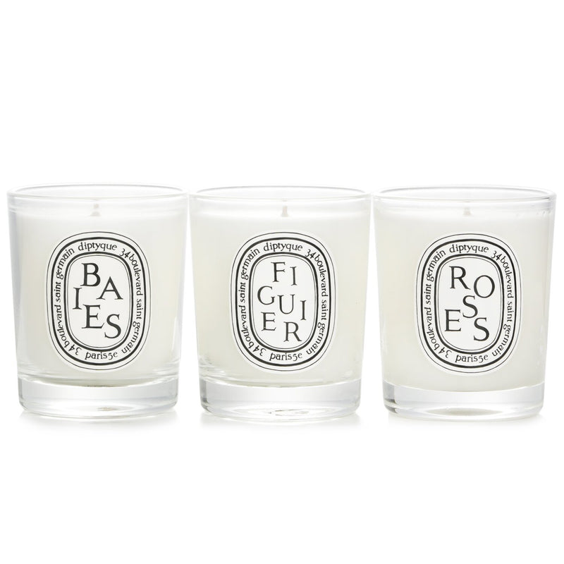 Diptyque Scented Mini Candle Discovery Set: Baies, Figuier, Roses  70g x3pcs