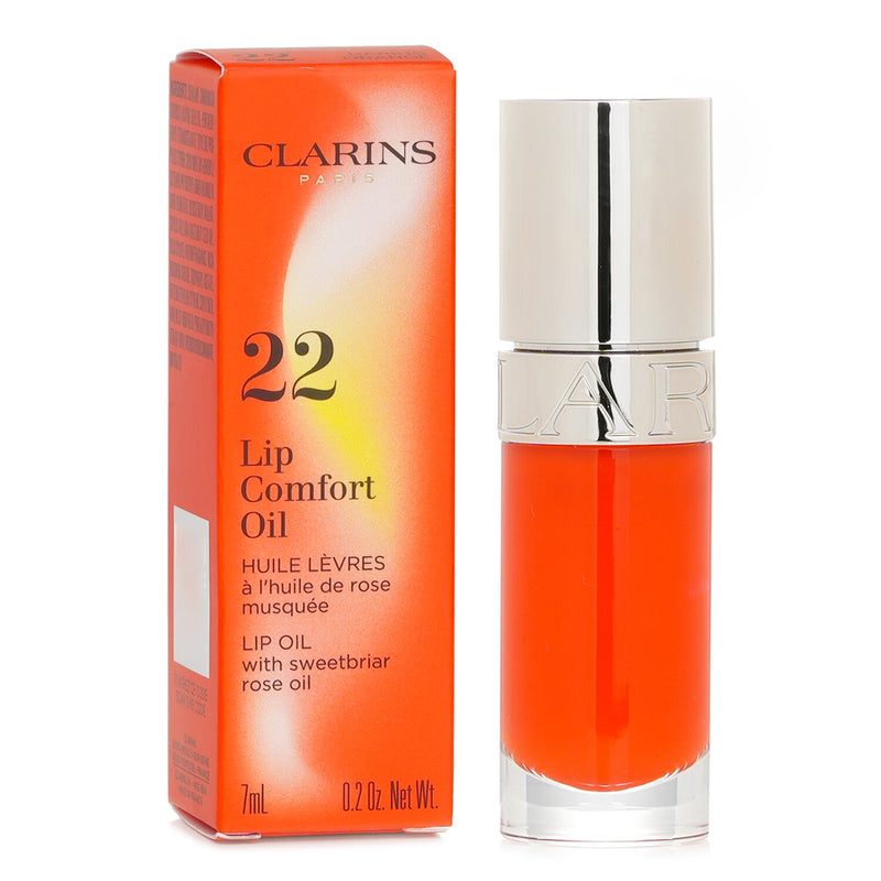 Clarins Lip Comfort Oil With Sweetbriar Rose Oil- # 22 Daring Orange  7ml