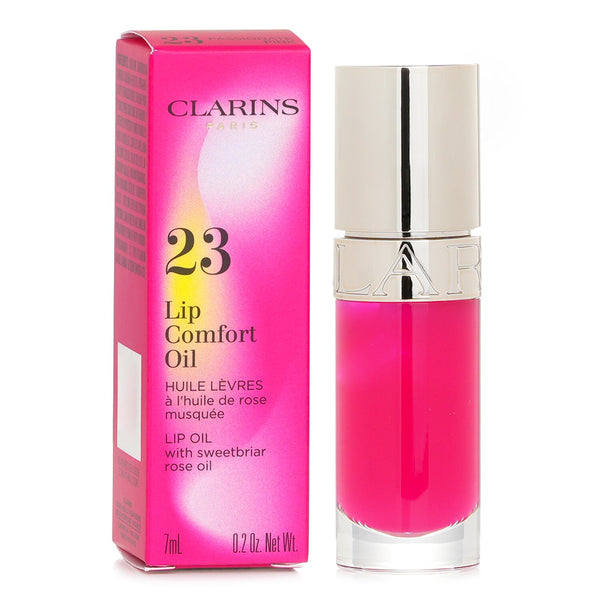 Clarins Lip Comfort Oil With Sweetbriar Rose Oil- # 23 Passionate Pink  7ml