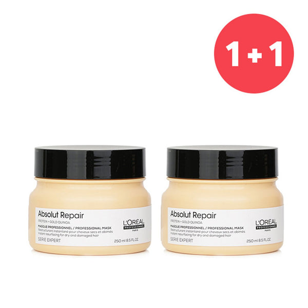 L'Oreal 【1+1 Set】Professionnel Serie Expert - Absolut Repair Gold Quinoa + Protein Instant Resurfacing Mask (For Dry and Damaged Hair)  250ml/8.5oz